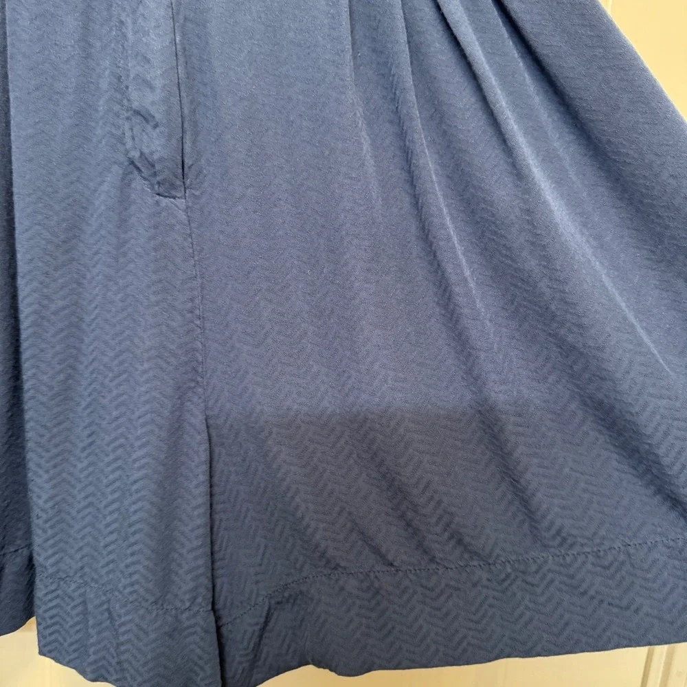 The Odells Womens Pleated High Waisted Shorts S Navy Pleated Herringbone Retro